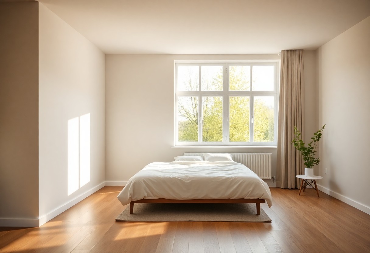 Lege slaapkamer voor virtuele inrichting bij vastgoedfotografie uitbesteden.